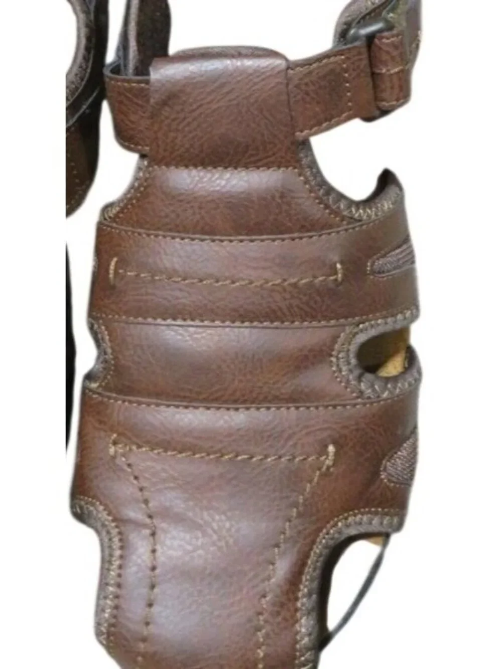 Nunn Bush Brown Leather Rio Grande Fisherman Toe Velcro closure Sandals Sz 13 M